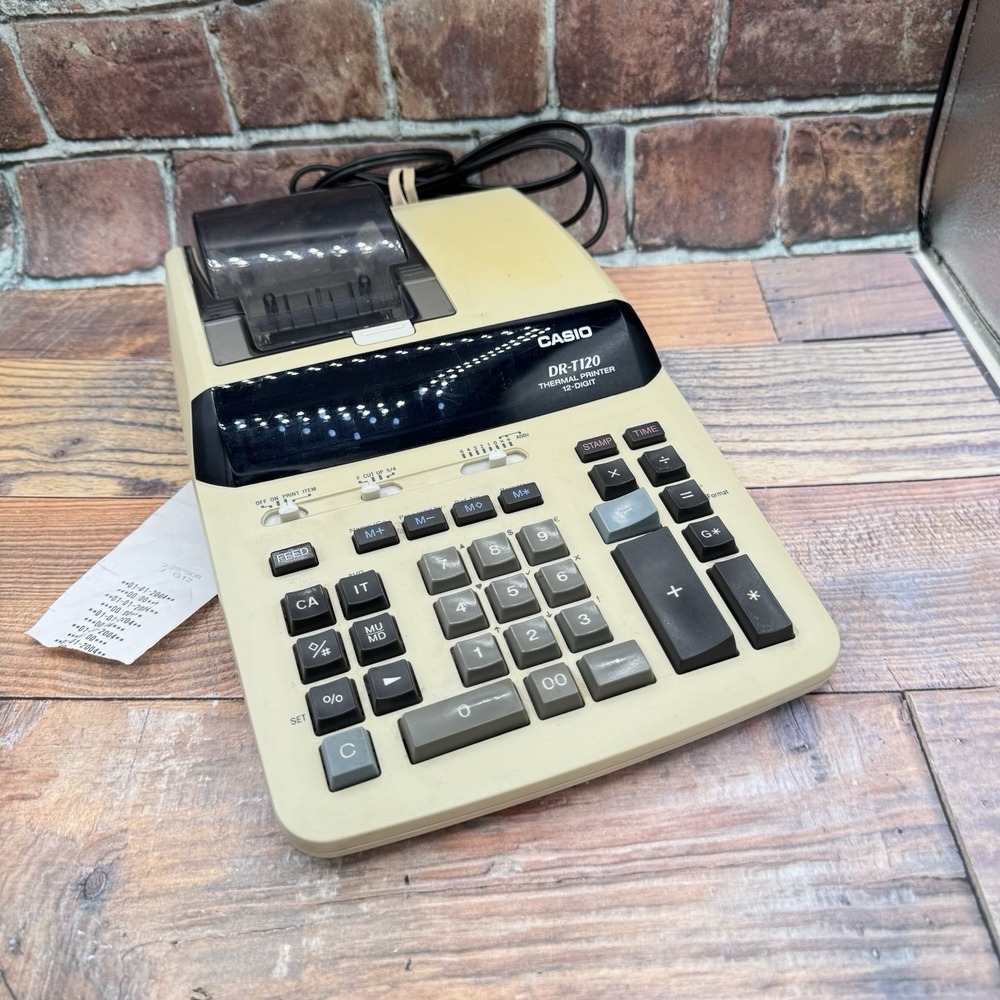 Casio DR-T120 Printing Calculator Thermal Printer Large Keys 12-Digit Tested